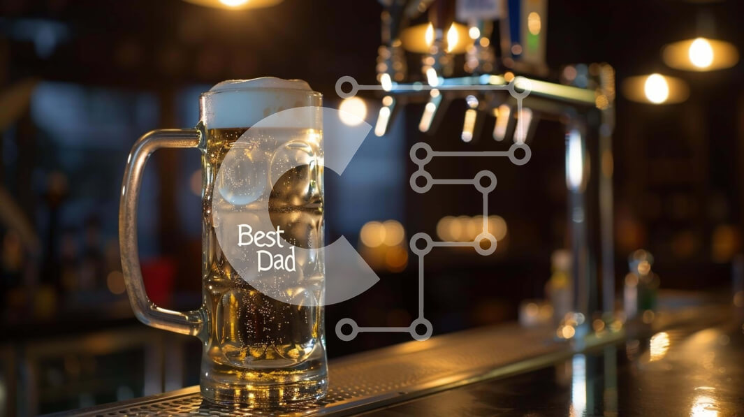 Σετ των 2 Intra Συλλεκτικό Ξύλινο Παζλ Plywood  4mm - Η καλύτερη κούπα μπύρας Dad στον πάγκο του μπαρ Σε Ξύλινο Κουτί - Διαστάσεις: 10x10 cm – 25 κομμάτια