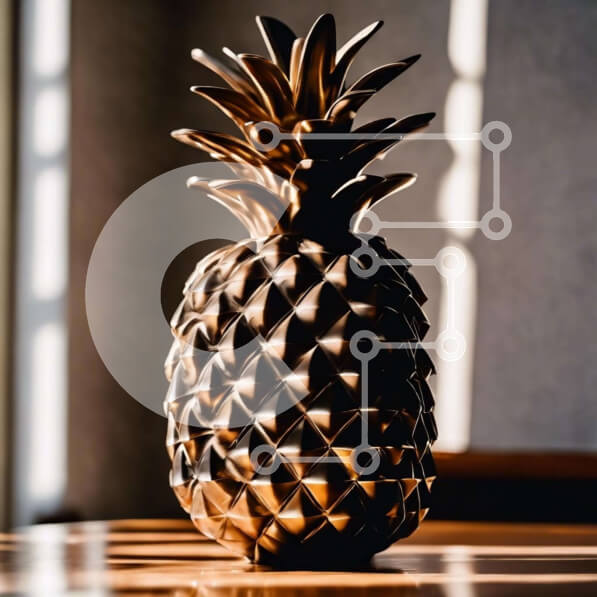 Intra Συλλεκτικό Ξύλινο Παζλ Plywood  4mm - Καφέ ανανάς σε ξύλινο τραπέζι Σε Ξύλινο Κουτί - Διαστάσεις: 10x10 cm – 25 κομμάτια