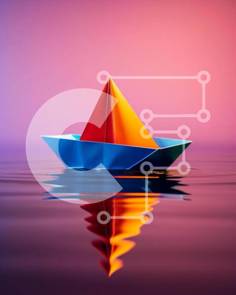 Intra Συλλεκτικό Ξύλινο Παζλ Plywood  4mm - Πολύχρωμο σκάφος Origami που επιπλέει στο νερό Σε Ξύλινο Κουτί - Διαστάσεις: 10x10 cm – 25 κομμάτια