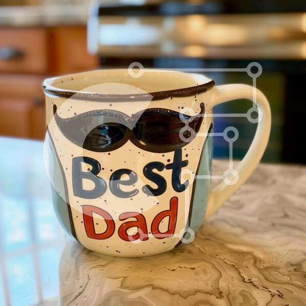 Intra Συλλεκτικό Ξύλινο Παζλ Plywood  4mm - Κούπα Καφέ με Μουστάκι και Διακόσμηση 'Best Dad' Σε Ξύλινο Κουτί - Διαστάσεις: 10x10 cm – 25 κομμάτια