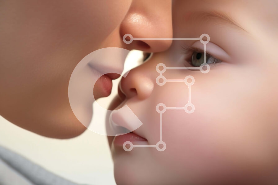 Intra Συλλεκτικό Ξύλινο Παζλ Plywood  4mm - Συγκινητική στιγμή: Γυναίκα που φιλάει τη μύτη του παιδιού Σε Ξύλινο Κουτί - Διαστάσεις Puzzle: 10x10 cm – 25 κομμάτια