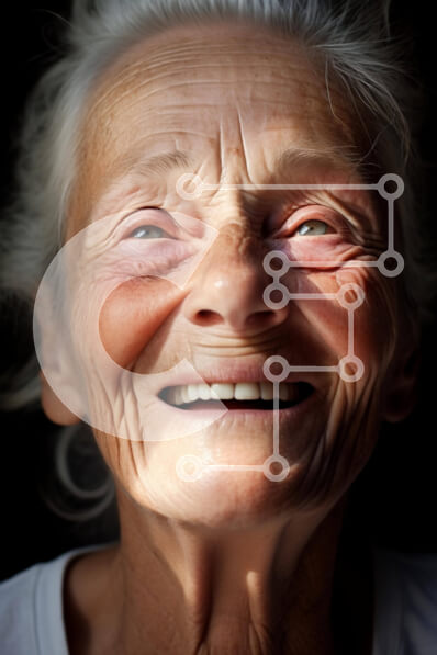 Intra Συλλεκτικό Ξύλινο Παζλ Plywood  4mm - Πορτρέτο της ηλικιωμένης γυναίκας με τη χαμογελαστή έκφραση Σε Ξύλινο Κουτί - Διαστάσεις Puzzle: 10x10 cm – 25 κομμάτια