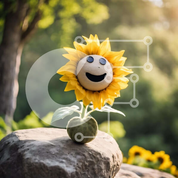 Intra Συλλεκτικό Ξύλινο Παζλ Plywood  4mm - Χαρούμενο παιχνίδι Ηλίανθος στους βράχους Σε Ξύλινο Κουτί - Διαστάσεις: 10x10 cm – 25 κομμάτια