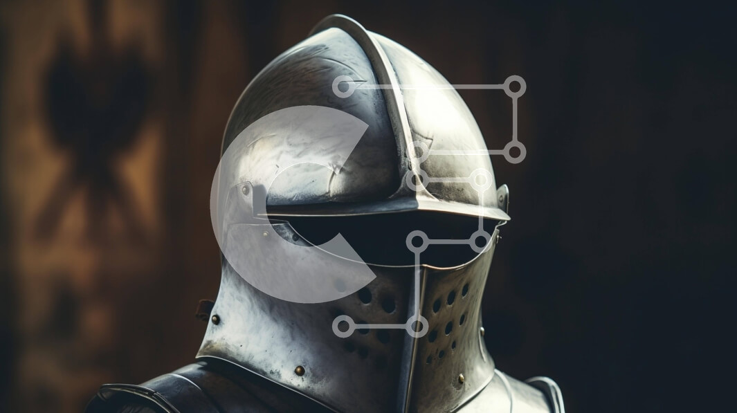 Intra Συλλεκτικό Ξύλινο Παζλ Plywood  4mm - Κοντινό πλάνο του Armored Knight with Dark Helmet Σε Ξύλινο Κουτί - Διαστάσεις Puzzle: 10x10 cm – 25 κομμάτια