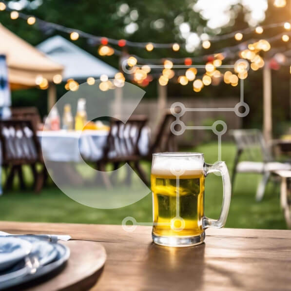 Σετ των 2 Intra Συλλεκτικό Ξύλινο Παζλ Plywood  4mm - Υπαίθριο πάρτι με ποτήρι μπύρας σε ξύλινο τραπέζι Σε Ξύλινο Κουτί - Διαστάσεις: 10x10 cm – 25 κομμάτια