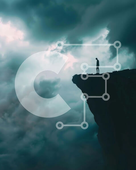 Σετ των 2 Intra Συλλεκτικό Ξύλινο Παζλ Plywood  4mm - Άτομο που στέκεται στον γκρεμό με θέα στον ουρανό και τα σύννεφα Σε Ξύλινο Κουτί - Διαστάσεις: 10x10 cm – 25 κομμάτια