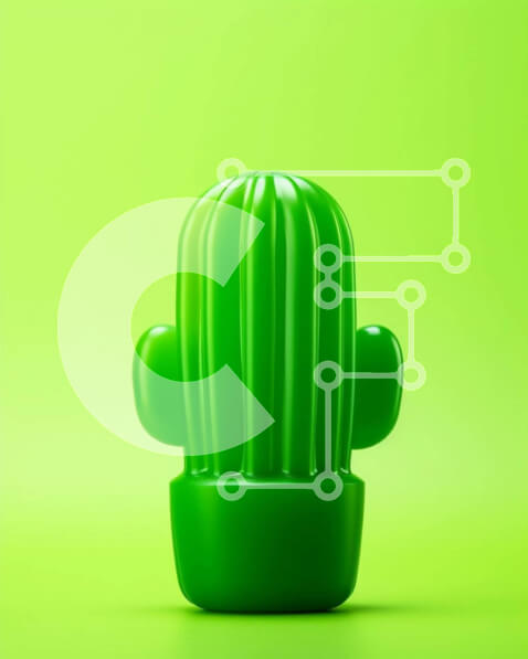 Intra Συλλεκτικό Ξύλινο Παζλ Plywood  4mm - Πράσινο ειδώλιο κάκτου σε έντονα χρωματισμένο φόντο Σε Ξύλινο Κουτί - Διαστάσεις: 10x10 cm – 25 κομμάτια