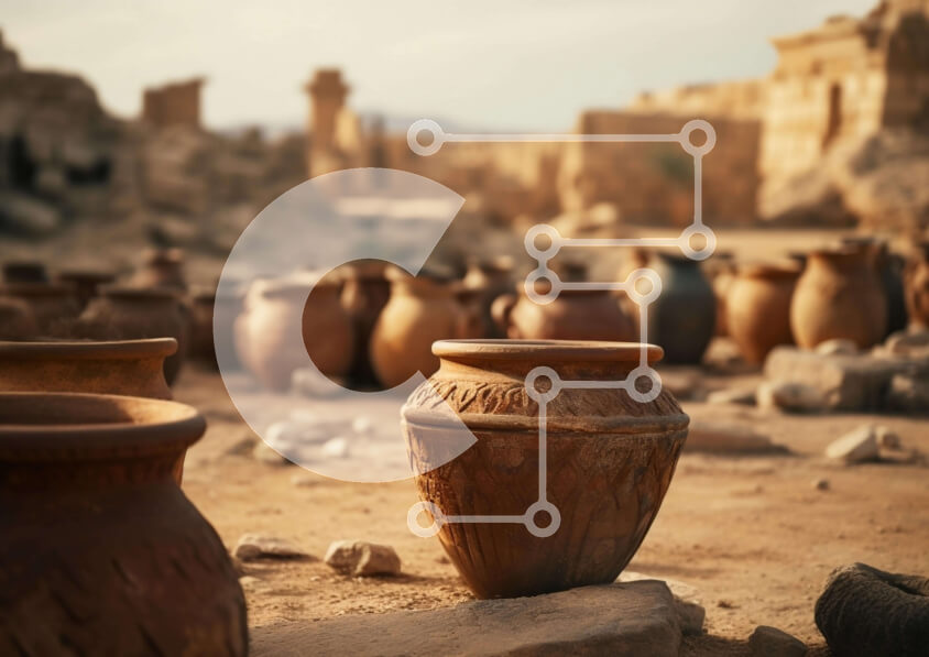 Intra Συλλεκτικό Ξύλινο Παζλ Plywood  4mm - Κεραμικές Τόπες στον Αρχαιολογικό Χώρο Σε Ξύλινο Κουτί - Διαστάσεις Puzzle: 10x10 cm – 25 κομμάτια