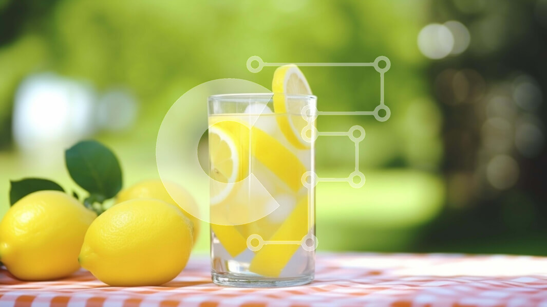 Σετ των 2 Intra Συλλεκτικό Ξύλινο Παζλ Plywood  4mm - Ποτήρι νερό με φέτες λεμονιού και φρέσκα φρούτα Σε Ξύλινο Κουτί - Διαστάσεις: 10x10 cm – 25 κομμάτια