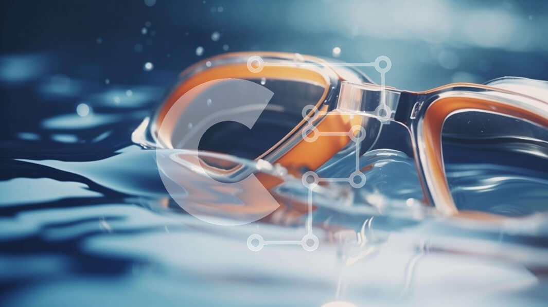 Intra Συλλεκτικό Ξύλινο Παζλ Plywood  4mm - Πολύχρωμα γυαλιά κολύμβησης που επιπλέουν στο νερό Σε Ξύλινο Κουτί - Διαστάσεις Puzzle: 10x10 cm – 25 κομμάτια