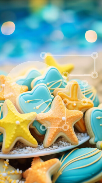 Intra Συλλεκτικό Ξύλινο Παζλ Plywood  4mm - Πιάτο με μπισκότα με θέμα την παραλία με αστερίες και κοχύλια Σε Ξύλινο Κουτί - Διαστάσεις: 10x10 cm – 25 κομμάτια