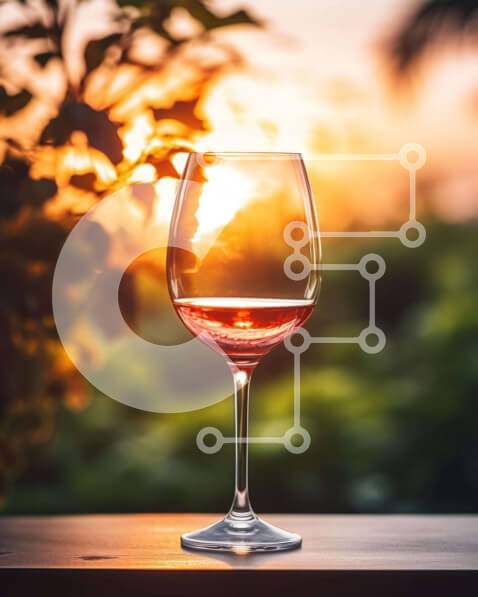 Σετ των 2 Intra Συλλεκτικό Ξύλινο Παζλ Plywood  4mm - Ποτήρι κόκκινο κρασί στο ηλιοβασίλεμα Σε Ξύλινο Κουτί - Διαστάσεις: 10x10 cm – 25 κομμάτια