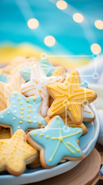 Intra Συλλεκτικό Ξύλινο Παζλ Plywood  4mm - Πιάτο με μπισκότα σε σχήμα αστεριού δίπλα στο νερό Σε Ξύλινο Κουτί - Διαστάσεις: 10x10 cm – 25 κομμάτια