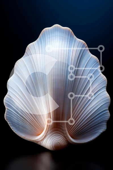 Σετ των 2 Intra Συλλεκτικό Ξύλινο Παζλ Plywood  4mm - Μεγάλο λευκό και μπλε κοχύλι Σε Ξύλινο Κουτί - Διαστάσεις: 10x10 cm – 25 κομμάτια