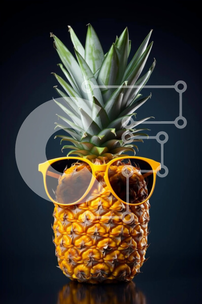 Σετ των 2 Intra Συλλεκτικό Ξύλινο Παζλ Plywood  4mm - Κομψός ανανάς με γυαλιά ηλίου Σε Ξύλινο Κουτί - Διαστάσεις: 10x10 cm – 25 κομμάτια