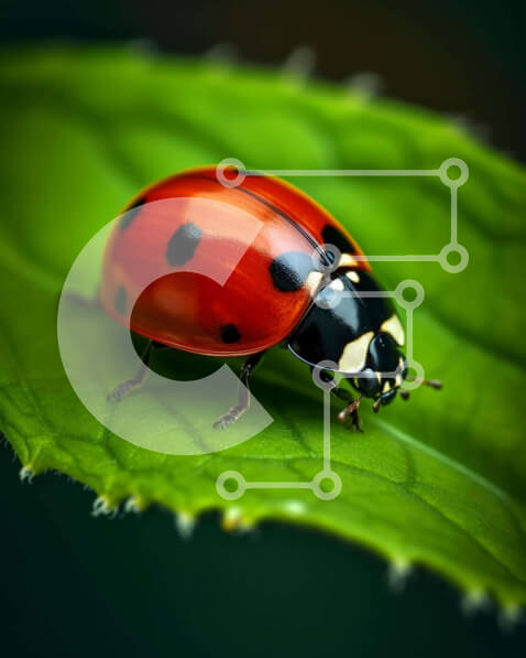 Intra Συλλεκτικό Ξύλινο Παζλ Plywood  4mm - Κόκκινη πασχαλίτσα στα πράσινα φύλλα Σε Ξύλινο Κουτί - Διαστάσεις: 10x10 cm – 25 κομμάτια