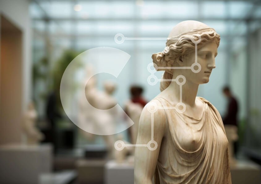 Intra Συλλεκτικό Ξύλινο Παζλ Plywood  4mm - Άγαλμα της Αρχαίας Ελληνικής Θεάς στο Μουσείο Σε Ξύλινο Κουτί - Διαστάσεις Puzzle: 10x10 cm – 25 κομμάτια