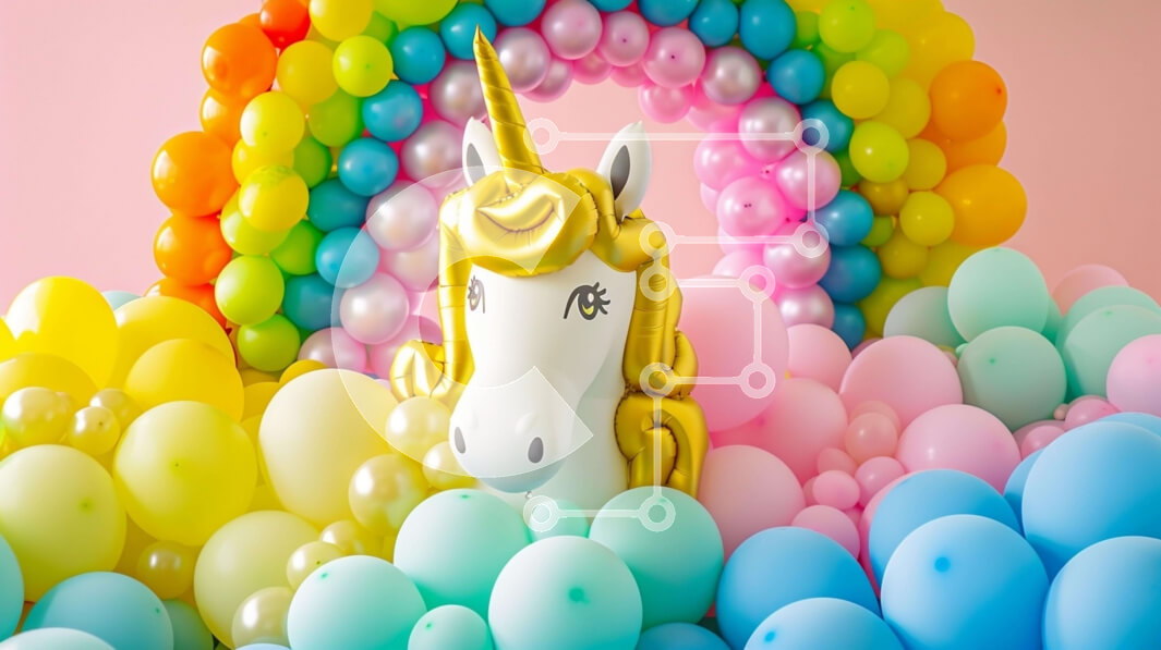 Intra Συλλεκτικό Ξύλινο Παζλ Plywood  4mm - Κεφάλι Μονόκερου που περιβάλλεται από πολύχρωμα μπαλόνια Σε Ξύλινο Κουτί - Διαστάσεις: 10x10 cm – 25 κομμάτια