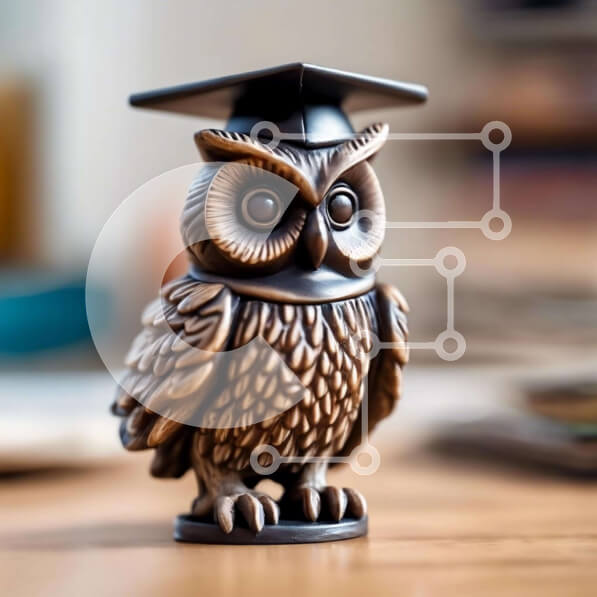 Intra Συλλεκτικό Ξύλινο Παζλ Plywood  4mm - Ειδώλιο κουκουβάγιας αποφοίτησης με βιβλία Σε Ξύλινο Κουτί - Διαστάσεις Puzzle: 10x10 cm – 25 κομμάτια