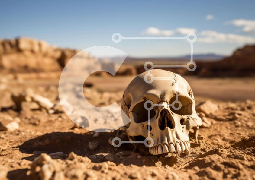 Intra Συλλεκτικό Ξύλινο Παζλ Plywood  4mm - Κρανίο στην έρημο Σε Ξύλινο Κουτί - Διαστάσεις: 10x10 cm – 25 κομμάτια