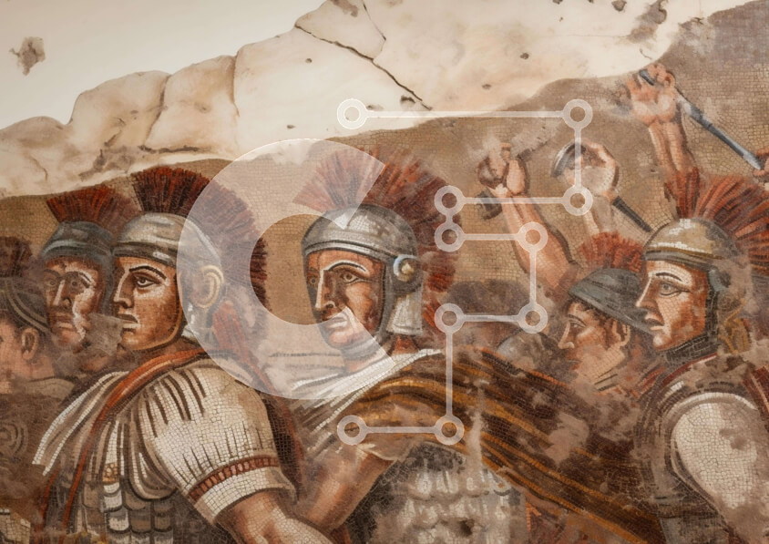 Intra Συλλεκτικό Ξύλινο Παζλ Plywood  4mm - Ιστορική Ζωγραφική Ανδρών με Στολές Ρωμαϊκής Εποχής Σε Ξύλινο Κουτί - Διαστάσεις Puzzle: 10x10 cm – 25 κομμάτια