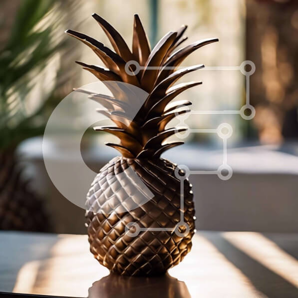 Intra Συλλεκτικό Ξύλινο Παζλ Plywood  4mm - Μικρός καφές ανανάς σε ανοιχτό τραπέζι Σε Ξύλινο Κουτί - Διαστάσεις: 10x10 cm – 25 κομμάτια