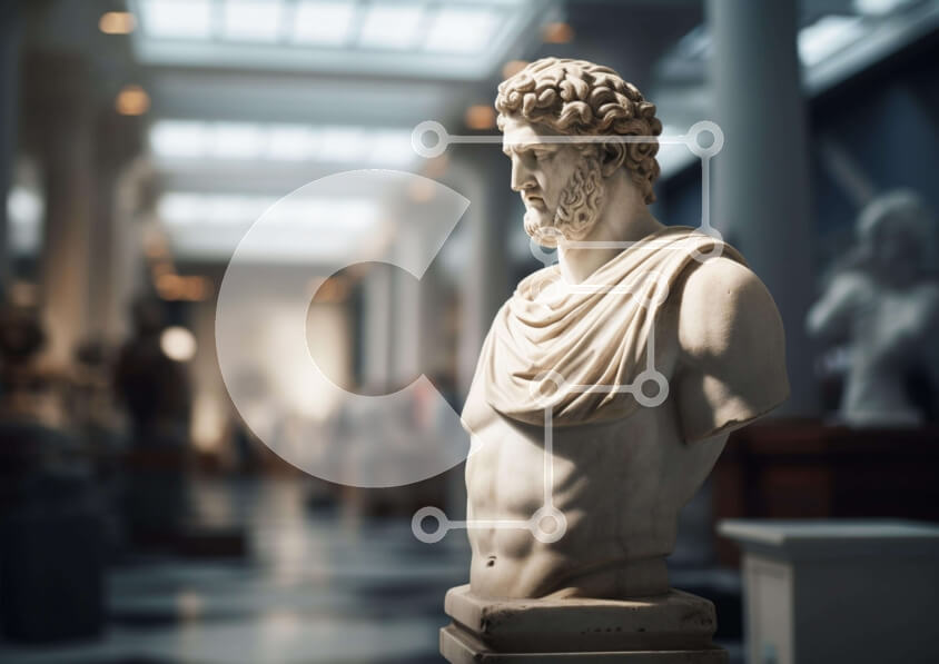 Intra Συλλεκτικό Ξύλινο Παζλ Plywood  4mm - Καλλιτεχνική Έκθεση Δωματίου με Ρωμαϊκή Προτομή Σε Ξύλινο Κουτί - Διαστάσεις Puzzle: 10x10 cm – 25 κομμάτια