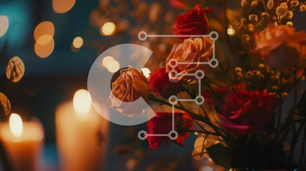 Intra Συλλεκτικό Ξύλινο Παζλ Plywood  4mm - Γυάλινο βάζο με κόκκινα και ροζ τριαντάφυλλα και κηροπήγια Σε Ξύλινο Κουτί - Διαστάσεις Puzzle: 10x10 cm – 25 κομμάτια