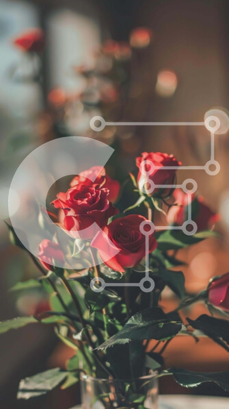 Σετ των 2 Intra Συλλεκτικό Ξύλινο Παζλ Plywood  4mm - Κόκκινα τριαντάφυλλα σε διαφανές γυάλινο βάζο Σε Ξύλινο Κουτί - Διαστάσεις: 10x10 cm – 25 κομμάτια