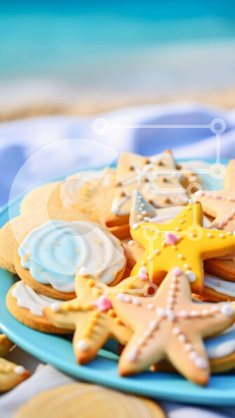 Intra Συλλεκτικό Ξύλινο Παζλ Plywood  4mm - Πιάτο με μπισκότα με θέμα την παραλία Σε Ξύλινο Κουτί - Διαστάσεις: 10x10 cm – 25 κομμάτια