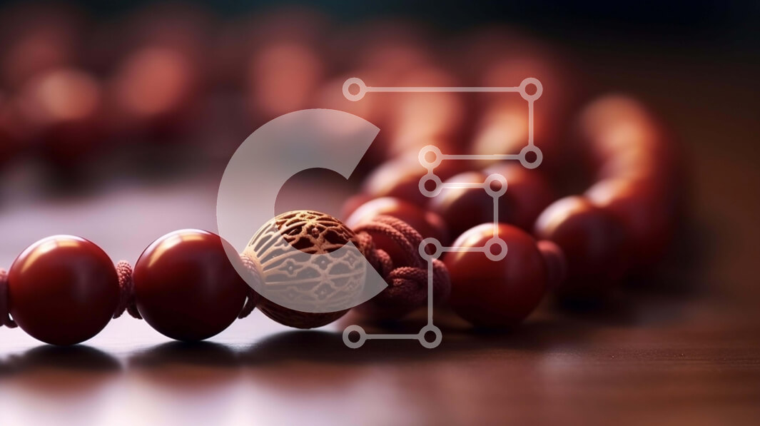 Intra Συλλεκτικό Ξύλινο Παζλ Plywood  4mm - Κολιέ με κόκκινο ροζάριο στο τραπέζι Σε Ξύλινο Κουτί - Διαστάσεις Puzzle: 10x10 cm – 25 κομμάτια