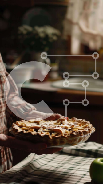 Intra Συλλεκτικό Ξύλινο Παζλ Plywood  4mm - Γυναίκα που κρατά τη μηλόπιτα στην κουζίνα Σε Ξύλινο Κουτί - Διαστάσεις: 10x10 cm – 25 κομμάτια