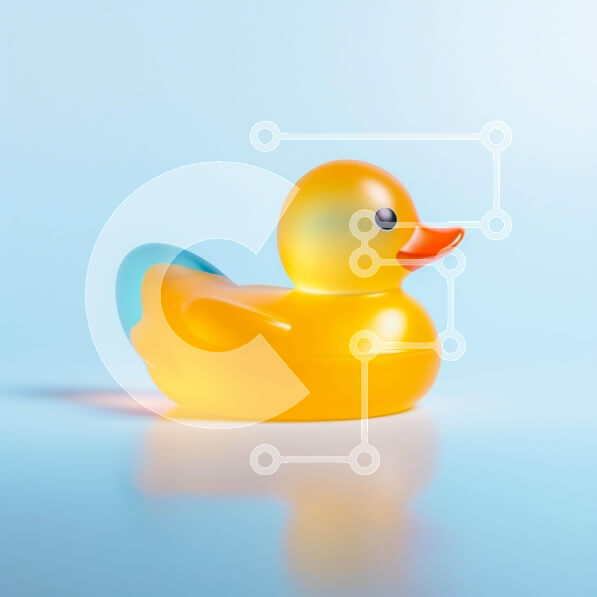 Intra Συλλεκτικό Ξύλινο Παζλ Plywood  4mm - Κίτρινο παιχνίδι πάπιας από καουτσούκ σε μπλε φόντο Σε Ξύλινο Κουτί - Διαστάσεις: 10x10 cm – 25 κομμάτια