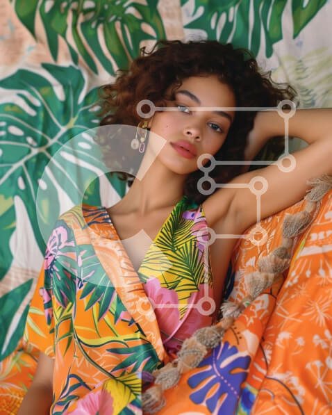 Intra Συλλεκτικό Ξύλινο Παζλ Plywood  4mm - Γυναίκα που χαλαρώνει στην κουβέρτα με τροπική εκτύπωση στην παραλία Σε Ξύλινο Κουτί - Διαστάσεις Puzzle: 10x10 cm – 25 κομμάτια