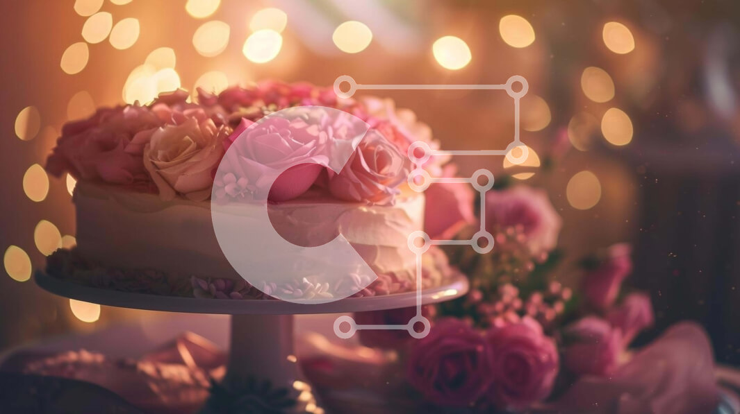 Σετ των 2 Intra Συλλεκτικό Ξύλινο Παζλ Plywood  4mm - Λευκό κέικ με ροζ τριαντάφυλλα και λουλούδια Σε Ξύλινο Κουτί - Διαστάσεις: 10x10 cm – 25 κομμάτια