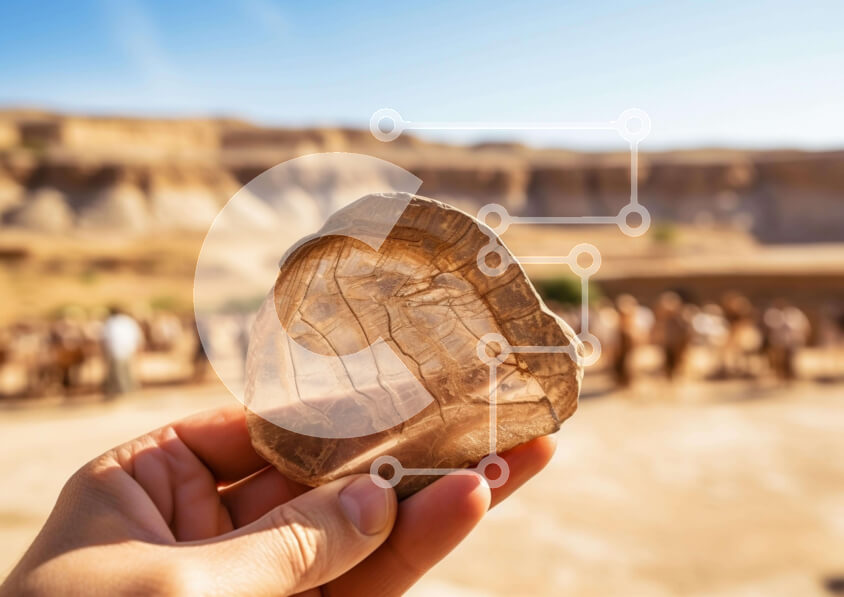 Intra Συλλεκτικό Ξύλινο Παζλ Plywood  4mm - Πρόσωπο που κρατά την πέτρα στην έρημο Σε Ξύλινο Κουτί - Διαστάσεις: 10x10 cm – 25 κομμάτια