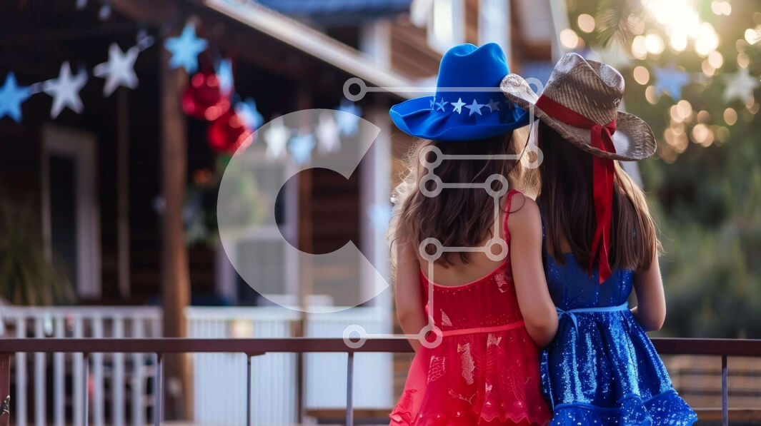 Intra Συλλεκτικό Ξύλινο Παζλ Plywood  4mm - Γιορτή 4ης Ιουλίου με κορίτσια με πατριωτικά ρούχα Σε Ξύλινο Κουτί - Διαστάσεις: 10x10 cm – 25 κομμάτια