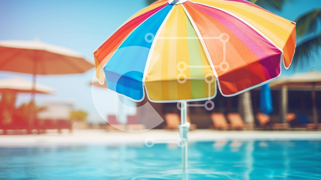 Intra Συλλεκτικό Ξύλινο Παζλ Plywood  4mm - Πολύχρωμη ομπρέλα που επιπλέει στην πισίνα Σε Ξύλινο Κουτί - Διαστάσεις: 10x10 cm – 25 κομμάτια