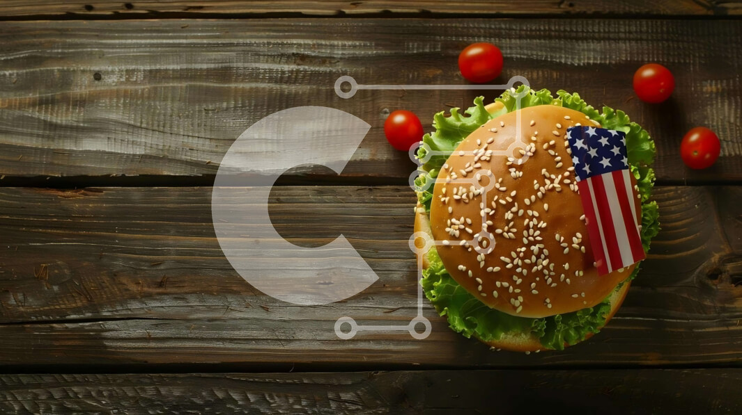 Σετ των 2 Intra Συλλεκτικό Ξύλινο Παζλ Plywood  4mm - Πατριωτικό Burger με αμερικανική σημαία Σε Ξύλινο Κουτί - Διαστάσεις: 10x10 cm – 25 κομμάτια