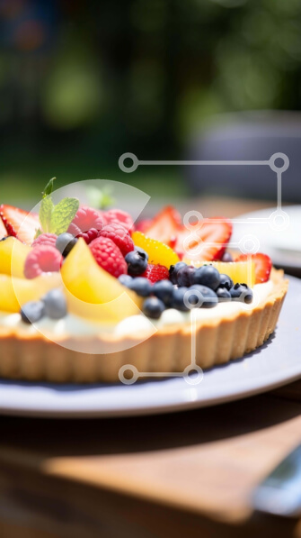 Intra Συλλεκτικό Ξύλινο Παζλ Plywood  4mm - Τάρτα με γέμιση φρούτων με φρέσκα μούρα Σε Ξύλινο Κουτί - Διαστάσεις: 10x10 cm – 25 κομμάτια