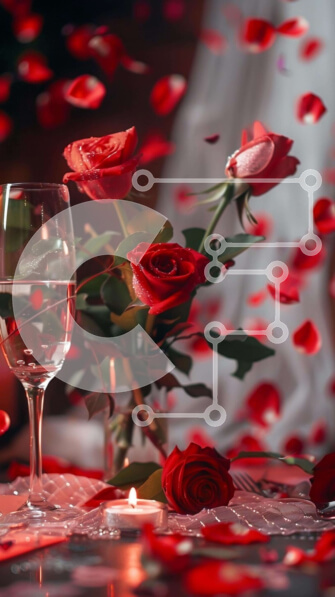 Intra Συλλεκτικό Ξύλινο Παζλ Plywood  4mm - Ρομαντικό σκηνικό με κρασί, κόκκινα τριαντάφυλλα και κεριά Σε Ξύλινο Κουτί - Διαστάσεις Puzzle: 10x10 cm – 25 κομμάτια