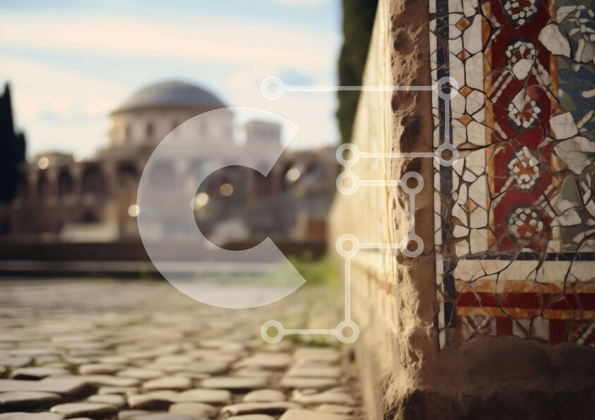 Intra Συλλεκτικό Ξύλινο Παζλ Plywood  4mm - Ρουστίκ Πλακόστρωτο Τοίχο και Σκηνή Κτιρίου Σε Ξύλινο Κουτί - Διαστάσεις Puzzle: 10x10 cm – 25 κομμάτια