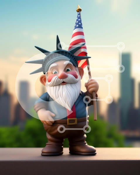 Intra Συλλεκτικό Ξύλινο Παζλ Plywood  4mm - Άγαλμα της Ελευθερίας Ειδώλιο με αμερικανική σημαία Σε Ξύλινο Κουτί - Διαστάσεις Puzzle: 10x10 cm – 25 κομμάτια