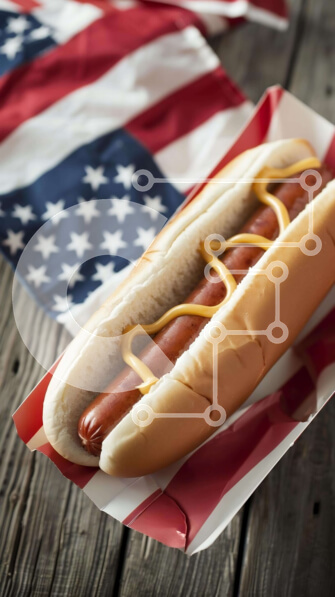 Intra Συλλεκτικό Ξύλινο Παζλ Plywood  4mm - Ψωμάκι για Hot Dog American Flag με μουστάρδα και κέτσαπ Σε Ξύλινο Κουτί - Διαστάσεις: 10x10 cm – 25 κομμάτια