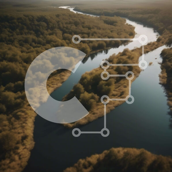 Intra Συλλεκτικό Ξύλινο Παζλ Plywood  4mm - Εναέρια άποψη του ποταμού στο δάσος με το πράσινο Σε Ξύλινο Κουτί - Διαστάσεις: 10x10 cm – 25 κομμάτια