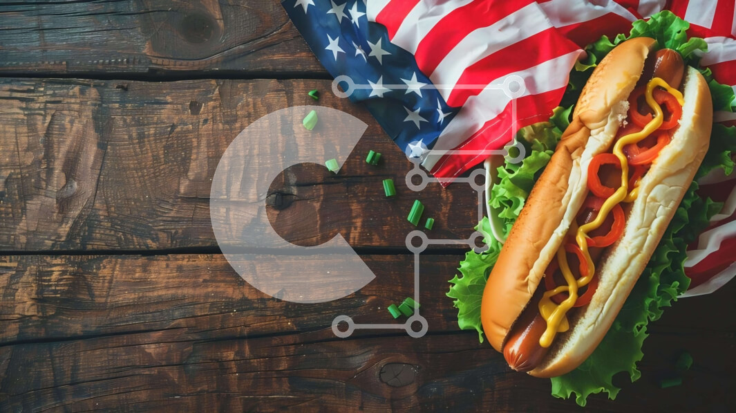 Σετ των 2 Intra Συλλεκτικό Ξύλινο Παζλ Plywood  4mm - Χοτ-ντογκ σε κουλούρι αμερικανικής σημαίας Σε Ξύλινο Κουτί - Διαστάσεις: 10x10 cm – 25 κομμάτια