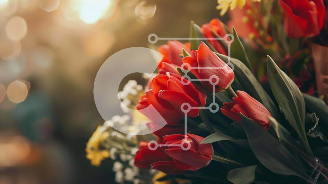 Intra Συλλεκτικό Ξύλινο Παζλ Plywood  4mm - Ζωντανό μπουκέτο με τουλίπες και μαργαρίτες Σε Ξύλινο Κουτί - Διαστάσεις: 10x10 cm – 25 κομμάτια