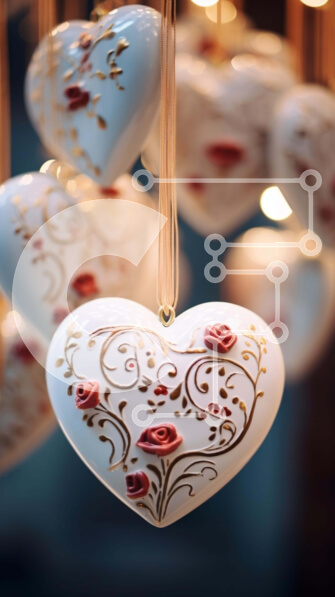 Intra Συλλεκτικό Ξύλινο Παζλ Plywood  4mm - Στολίδια λευκής καρδιάς με λουλουδάτα σχέδια Σε Ξύλινο Κουτί - Διαστάσεις Puzzle: 10x10 cm – 25 κομμάτια