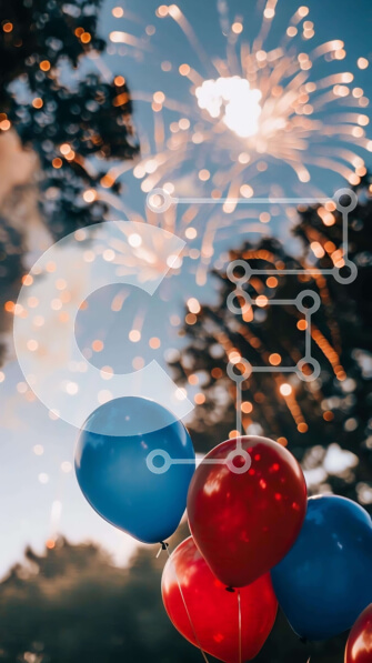 Intra Συλλεκτικό Ξύλινο Παζλ Plywood  4mm - Πολύχρωμα μπαλόνια και γιορτή πυροτεχνημάτων Σε Ξύλινο Κουτί - Διαστάσεις: 10x10 cm – 25 κομμάτια