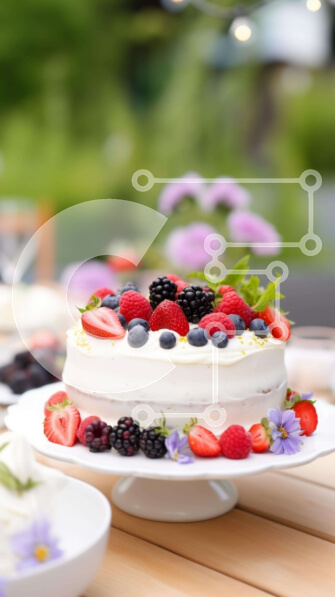 Intra Συλλεκτικό Ξύλινο Παζλ Plywood  4mm - Λευκό κέικ με φρέσκα μούρα και επιδόρπια Σε Ξύλινο Κουτί - Διαστάσεις: 10x10 cm – 25 κομμάτια